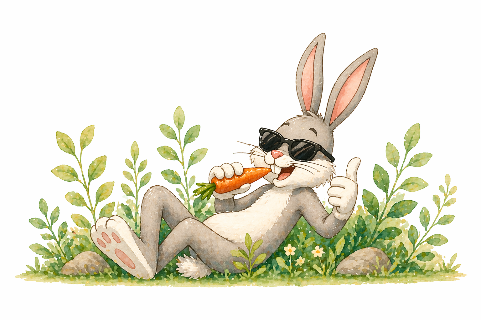 A content rabbit at ease in its own garden — your space, your rules.