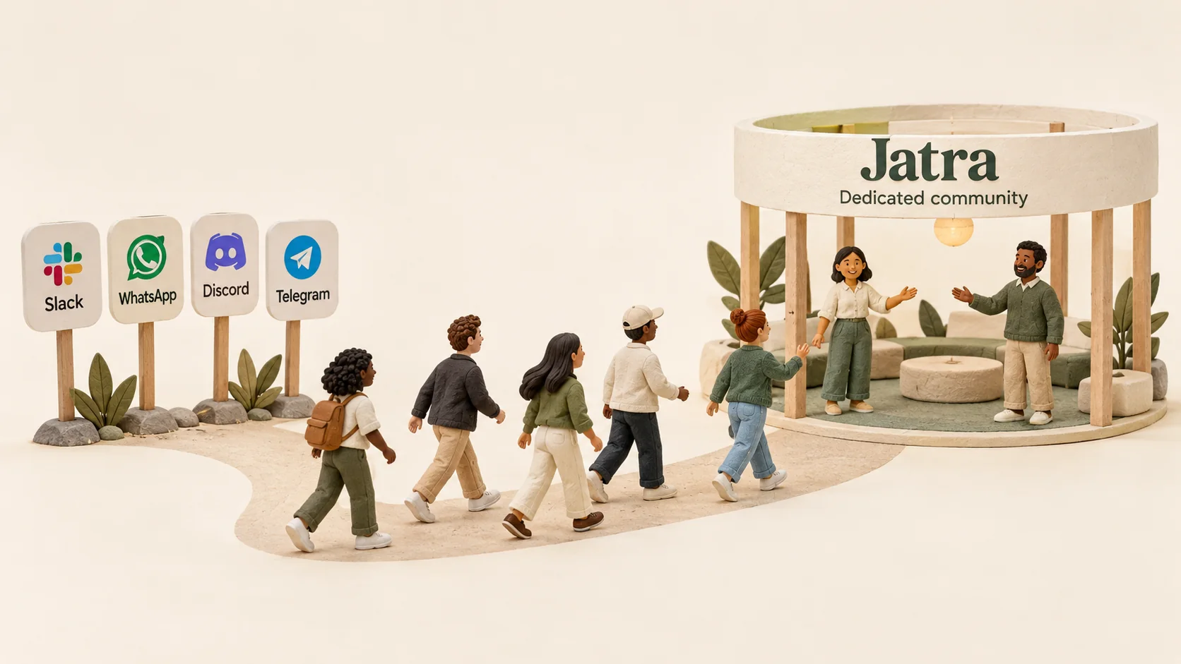 Members moving from Slack, WhatsApp, Discord and Telegram into a dedicated Jatra community.