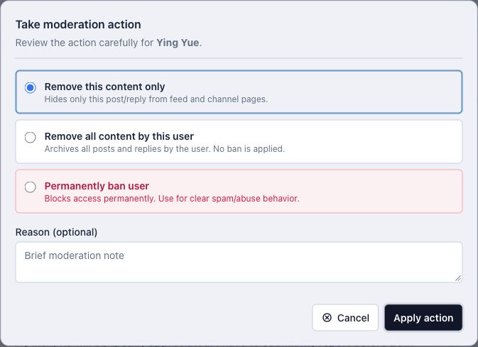 Available moderation actions; no action has been applied